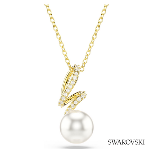 Gabriella pendant, Crystal pearl, Round cut, White, 18K gold finish – item 5754228