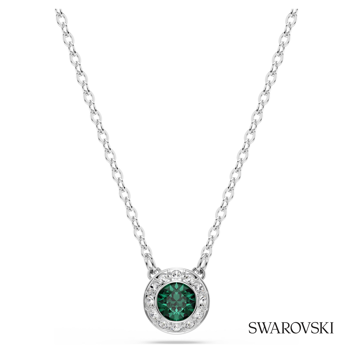 Swarovski Una Angelic pendant, Round cut, Green, Rhodium – item 5754229