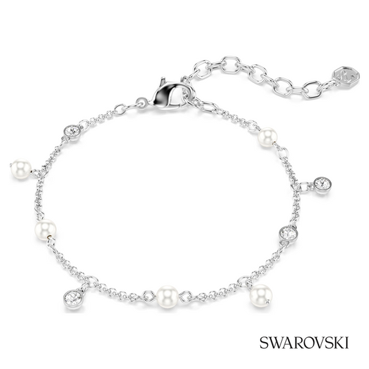 Imber bracelet, Crystal pearl, Round cut, White, Rhodium plated – item 5754242