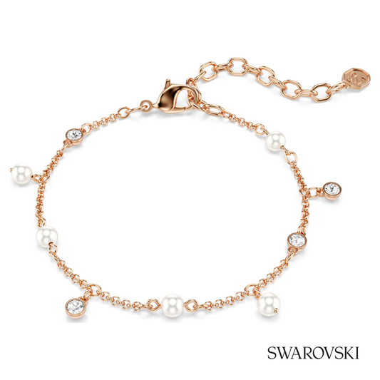 Imber bracelet, Crystal pearl, Round cut, White, 18K rose gold finish – item 5754243