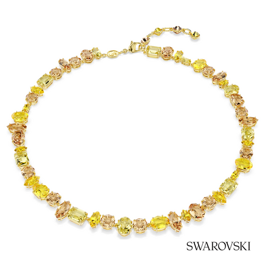 Swarovski Gema necklace, Mixed cuts, Yellow, 18K gold – item 5754259