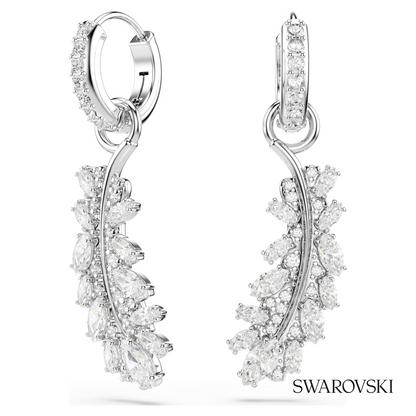 Vienna earrings, Mixed cuts, Feather, White, Rhodium plated – item 5754272