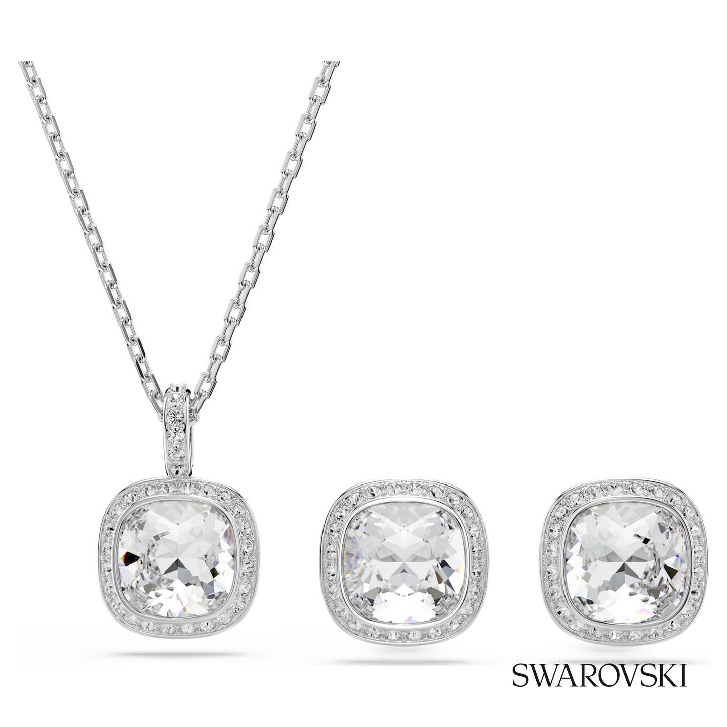 Swarovski Una Angelic set, Cushion cut, White, Rhodium – item 5754343