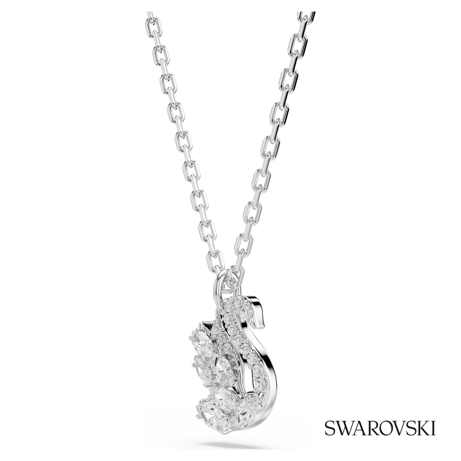 Swarovski Swan pendant, Mixed cuts, Swan, White, Rhodium – item 5754347 image 3