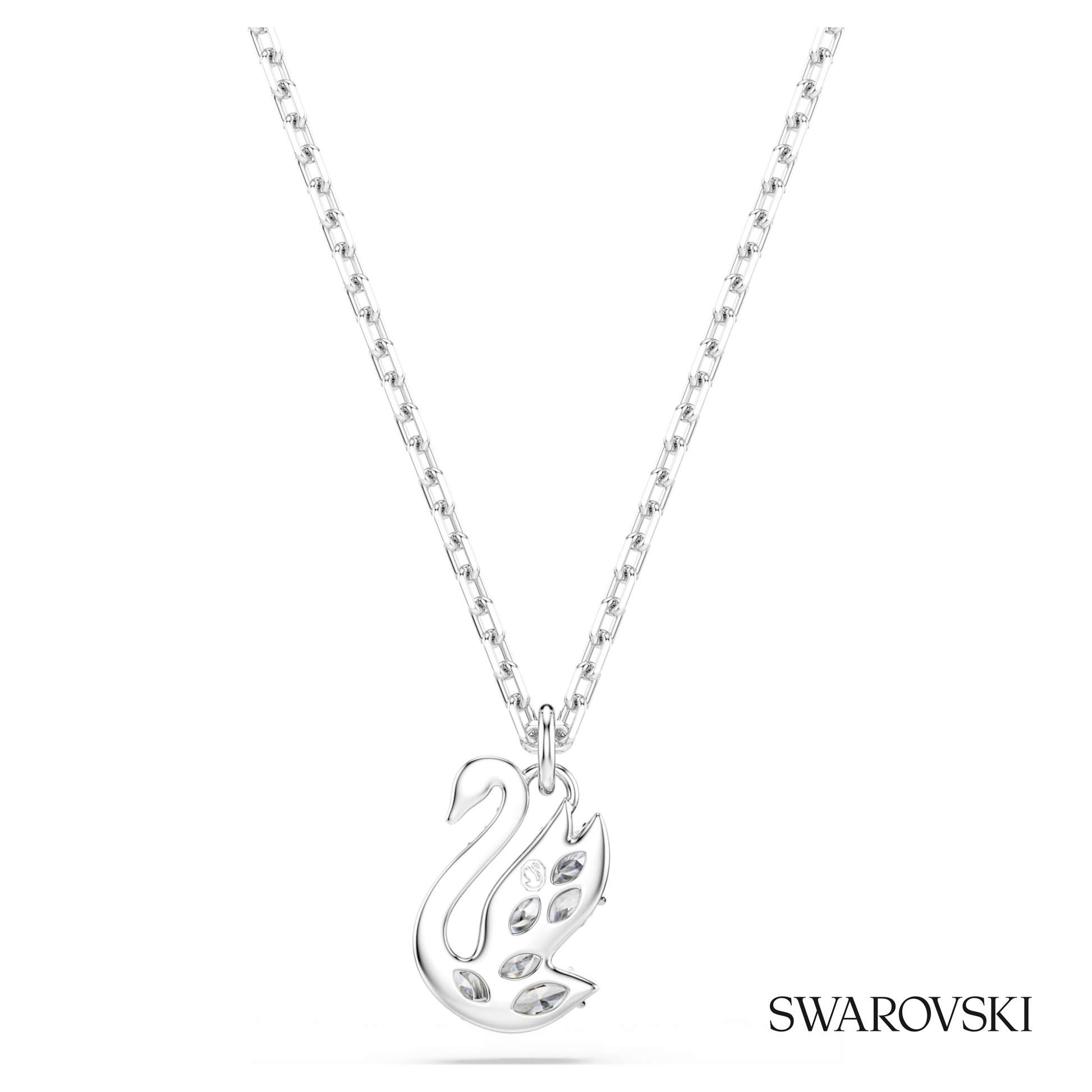 Swarovski Swan pendant, Mixed cuts, Swan, White, Rhodium – item 5754347 image 5