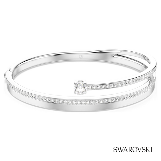 Fresh bangle, Round cut, White, Rhodium plated – item 5754378