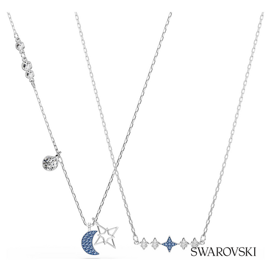 Symbolica necklace, Round cut, Moon, Blue, Rhodium plated – item 5754380