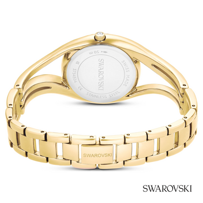 Hyperbola bangle watch, Swiss Made, Metal bracelet, Gold tone