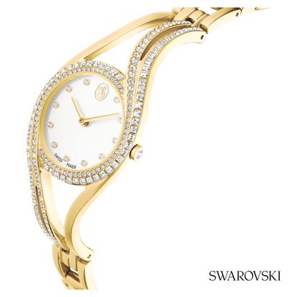 Hyperbola bangle watch, Swiss Made, Metal bracelet, Gold tone