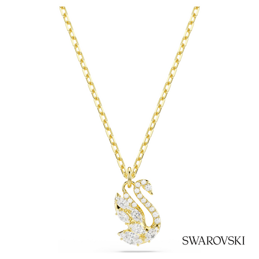 Swan pendant, Mixed cuts, Swan, White, 18K gold finish – item 5754626