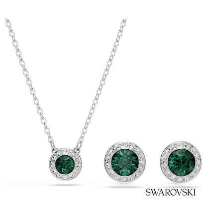 Swarovski Una Angelic set, (2), Round cut, Green, Rhodium – item 5754665