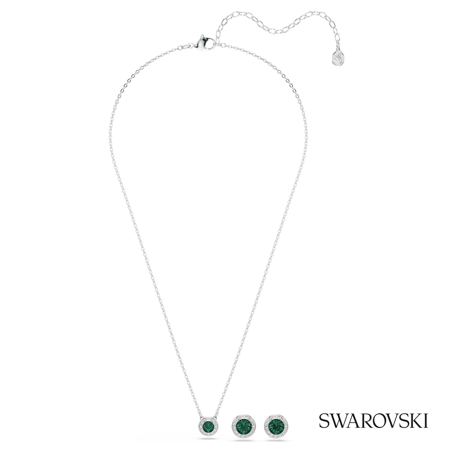 Swarovski Una Angelic set, (2), Round cut, Green, Rhodium – item 5754665 image 2