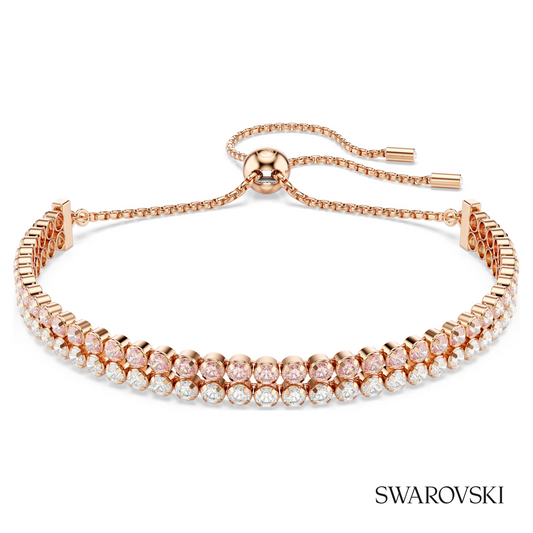 Matrix bracelet, Round cut, White, 18K rose gold finish – item 5754670