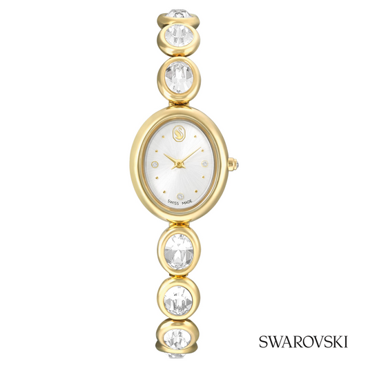 Imber oval watch, Swiss Made, Metal bracelet, Gold tone