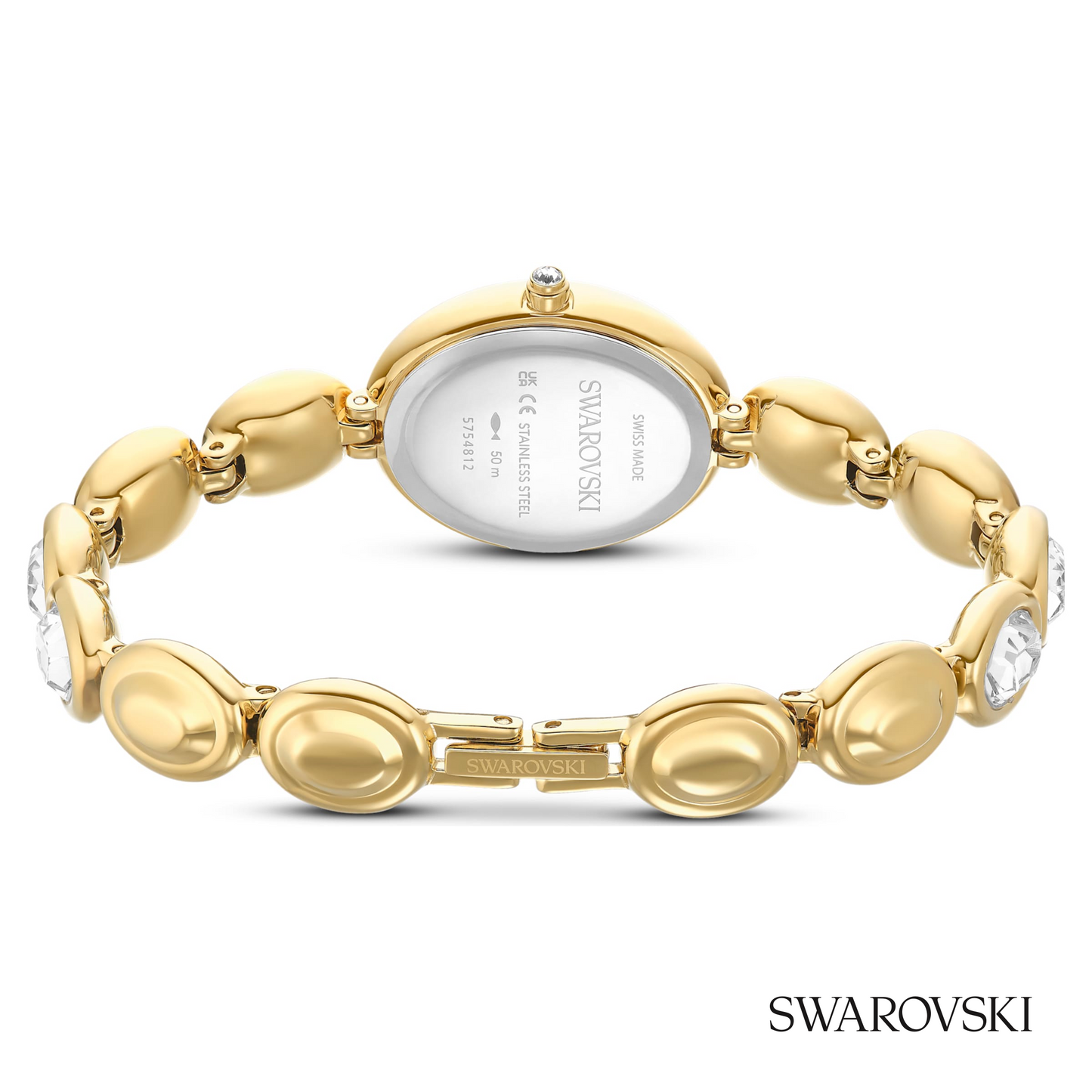 Imber oval watch, Swiss Made, Metal bracelet, Gold tone