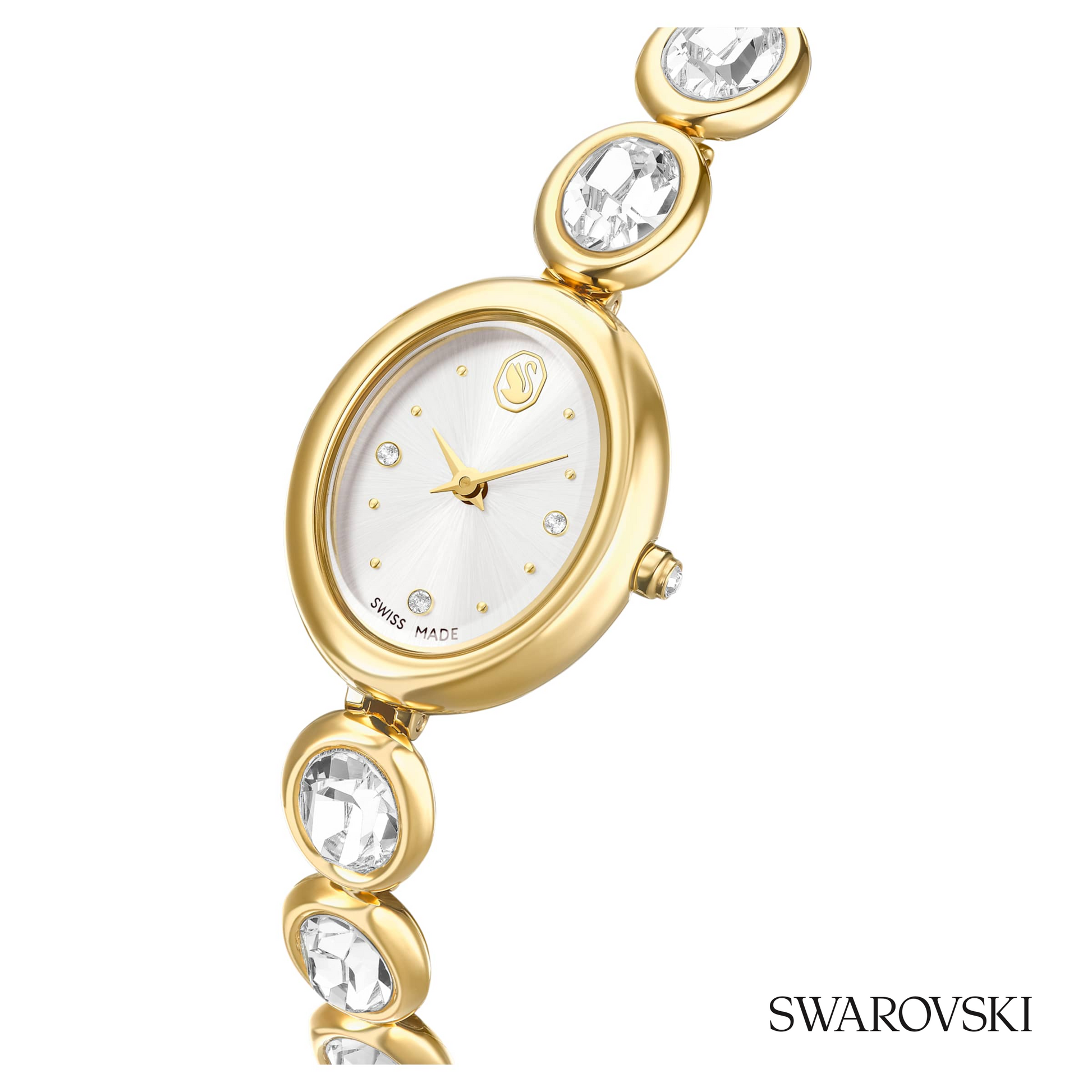 Imber oval watch, Swiss Made, Metal bracelet, Gold tone