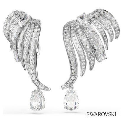 Vienna clip earrings, Mixed cuts, Swan, White, Rhodium plated – item 5755961 – view 2