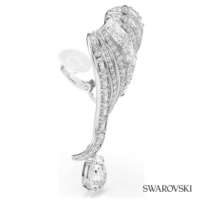 Vienna clip earrings, Mixed cuts, Swan, White, Rhodium plated – item 5755961 – view 3