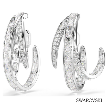 Vienna clip earrings, Mixed cuts, White, Rhodium plated – item 5756046