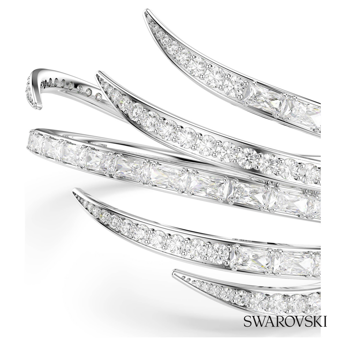 Vienna bangle, Mixed cuts, White, Rhodium plated – item 5756047 – view 2