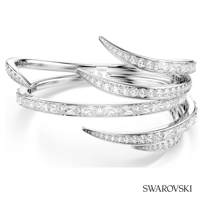 Vienna bangle, Mixed cuts, White, Rhodium plated – item 5756047