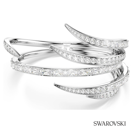 Vienna bangle, Mixed cuts, White, Rhodium plated – item 5756047