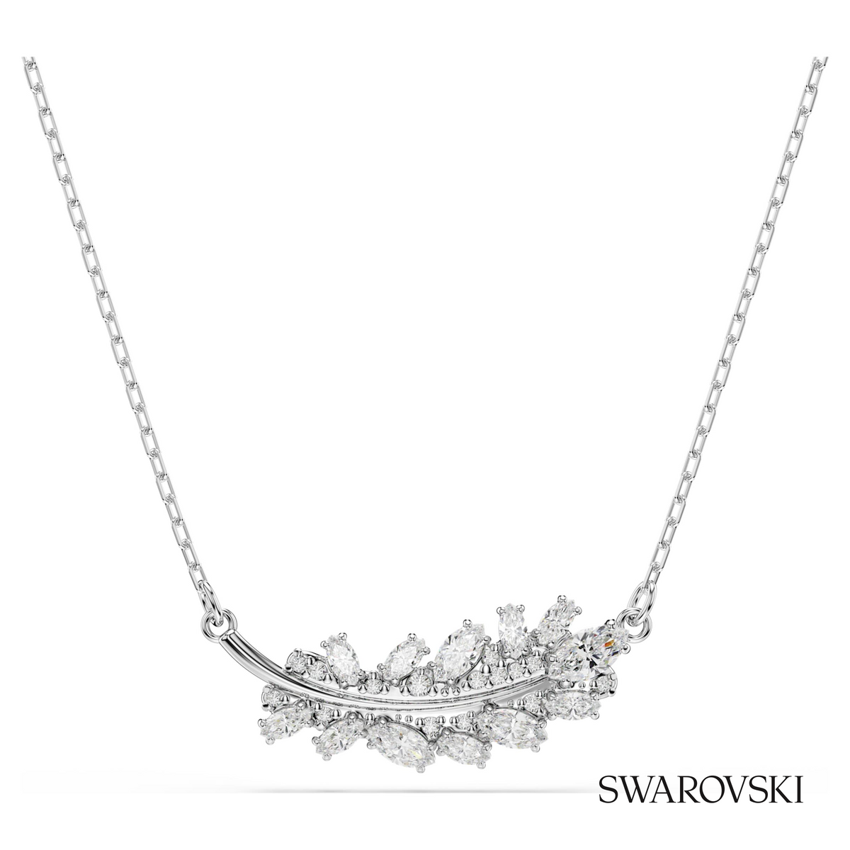 Vienna pendant, Mixed cuts, Feather, White, Rhodium plated – item 5756111