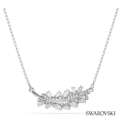 Vienna pendant, Mixed cuts, Feather, White, Rhodium plated – item 5756111
