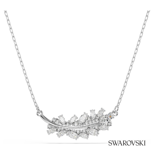 Vienna pendant, Mixed cuts, Feather, White, Rhodium plated – item 5756111
