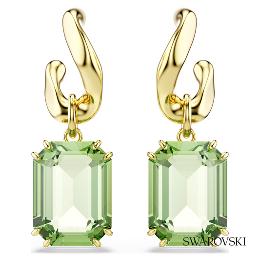 Millenia drop earrings, Octagon cut, Green, 18K gold finish – item 5756151