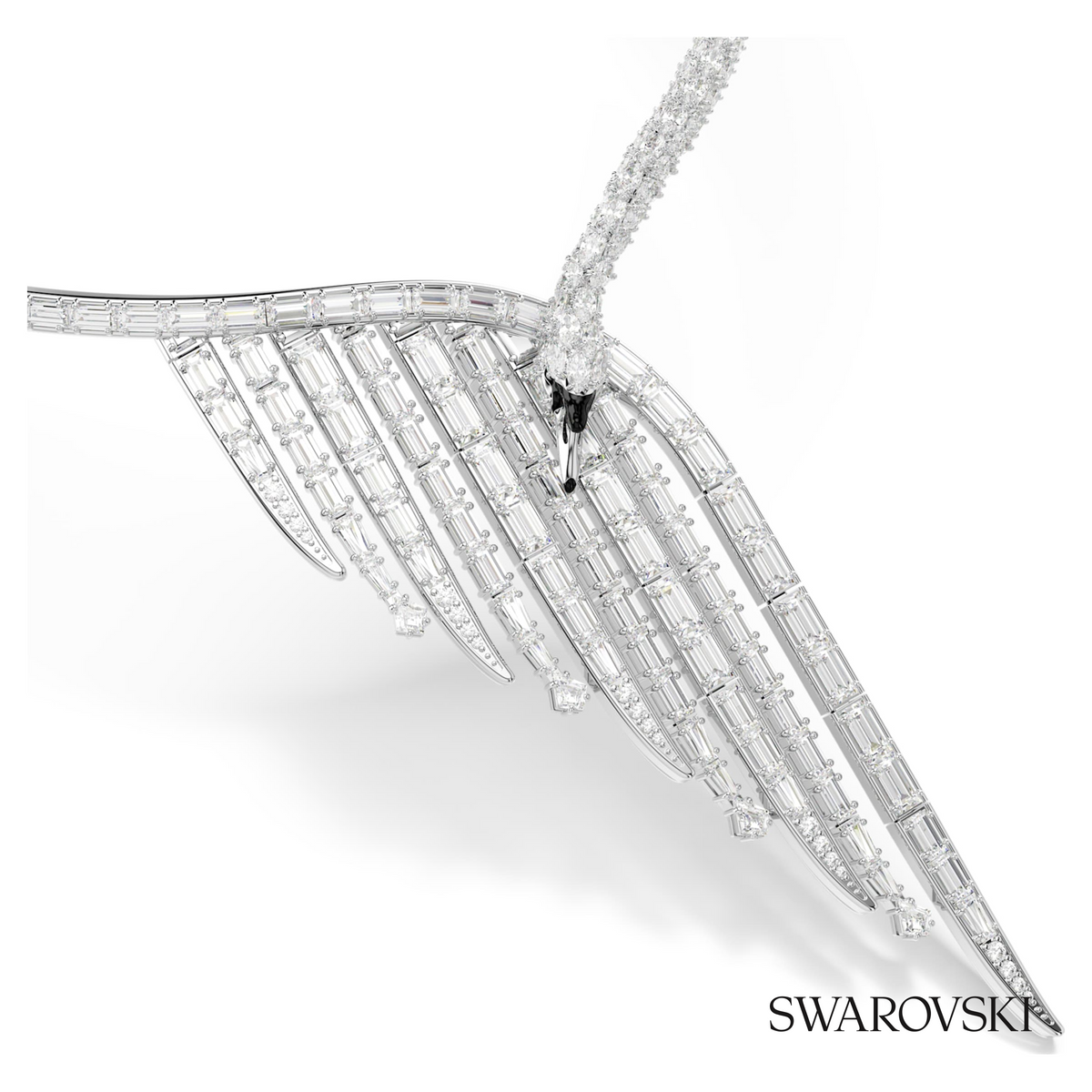 Vienna necklace, Mixed cuts, Swan, White, Rhodium plated – item 5757502 – view 2