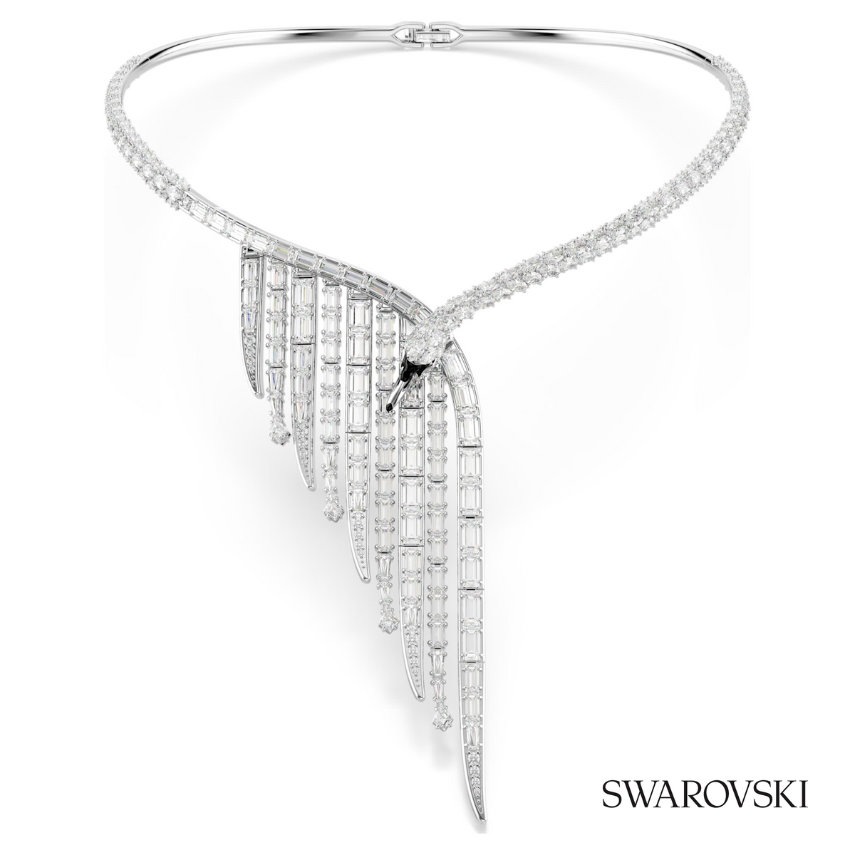 Vienna necklace, Mixed cuts, Swan, White, Rhodium plated – item 5757502