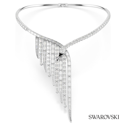 Vienna necklace, Mixed cuts, Swan, White, Rhodium plated – item 5757502