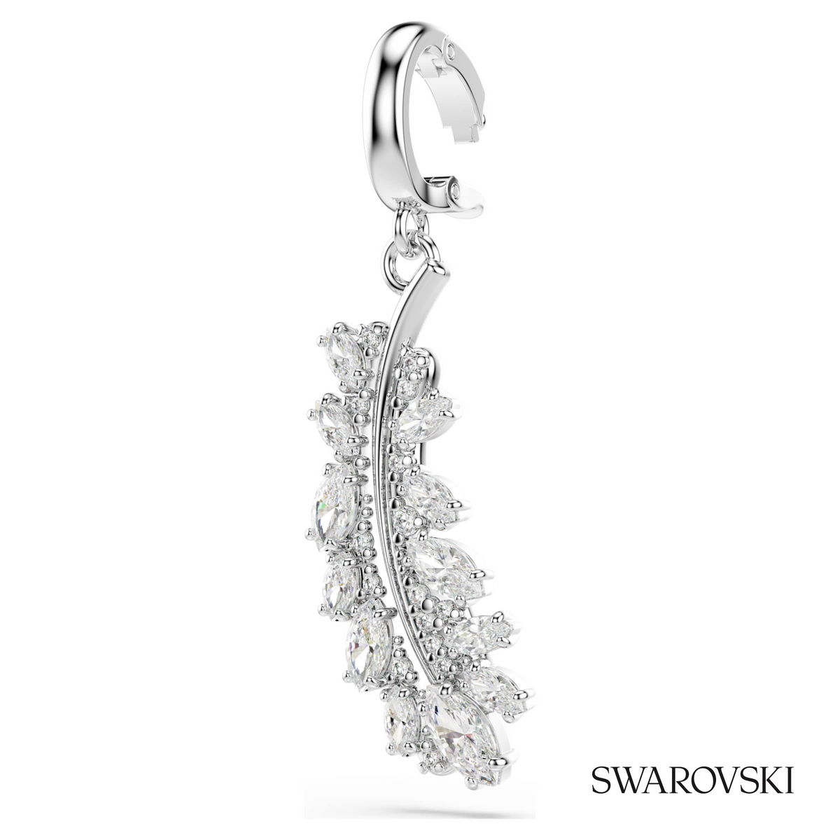 Vienna charm, Mixed cuts, Feather, White, Rhodium plated – item 5757739 – view 3