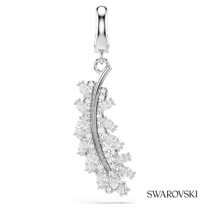 Vienna charm, Mixed cuts, Feather, White, Rhodium plated – item 5757739
