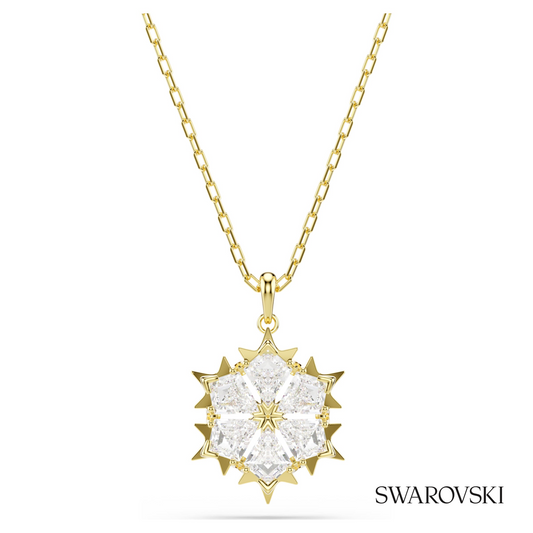 Magic pendant, Mixed cuts, Snowflake, White, 18K gold finish – item 5757788