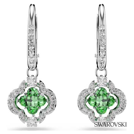 Una Angelic drop earrings, Mixed cuts, Green, Rhodium plated – item 5758001