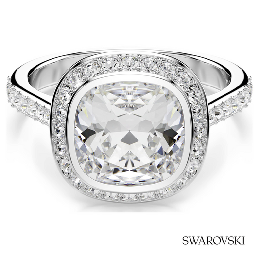 Una Angelic halo ring, Cushion cut, White, Rhodium plated – item 5758469
