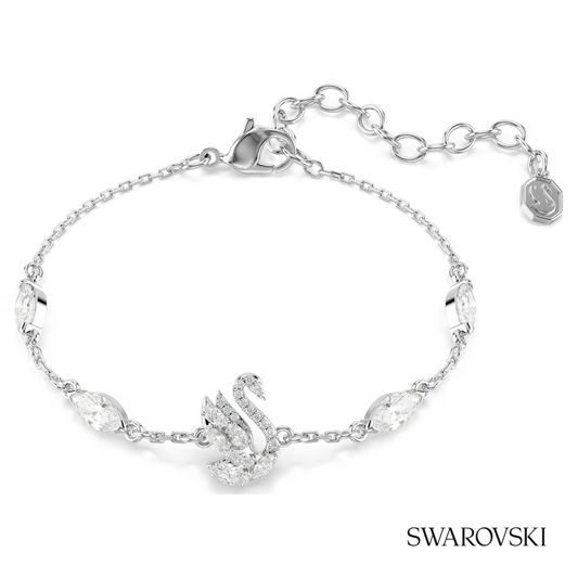 Swan bracelet, Mixed cuts, Swan, White, Rhodium plated – item 5758682