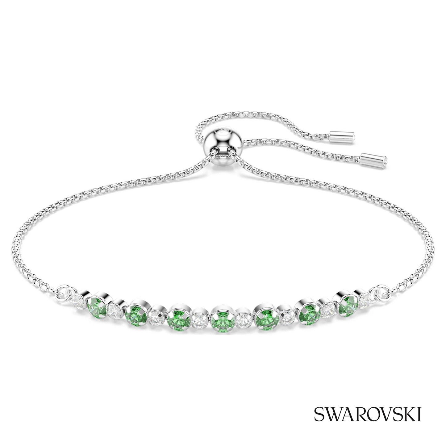 Swarovski Matrix bracelet, Round cut, Green, Rhodium plated – item 5758987