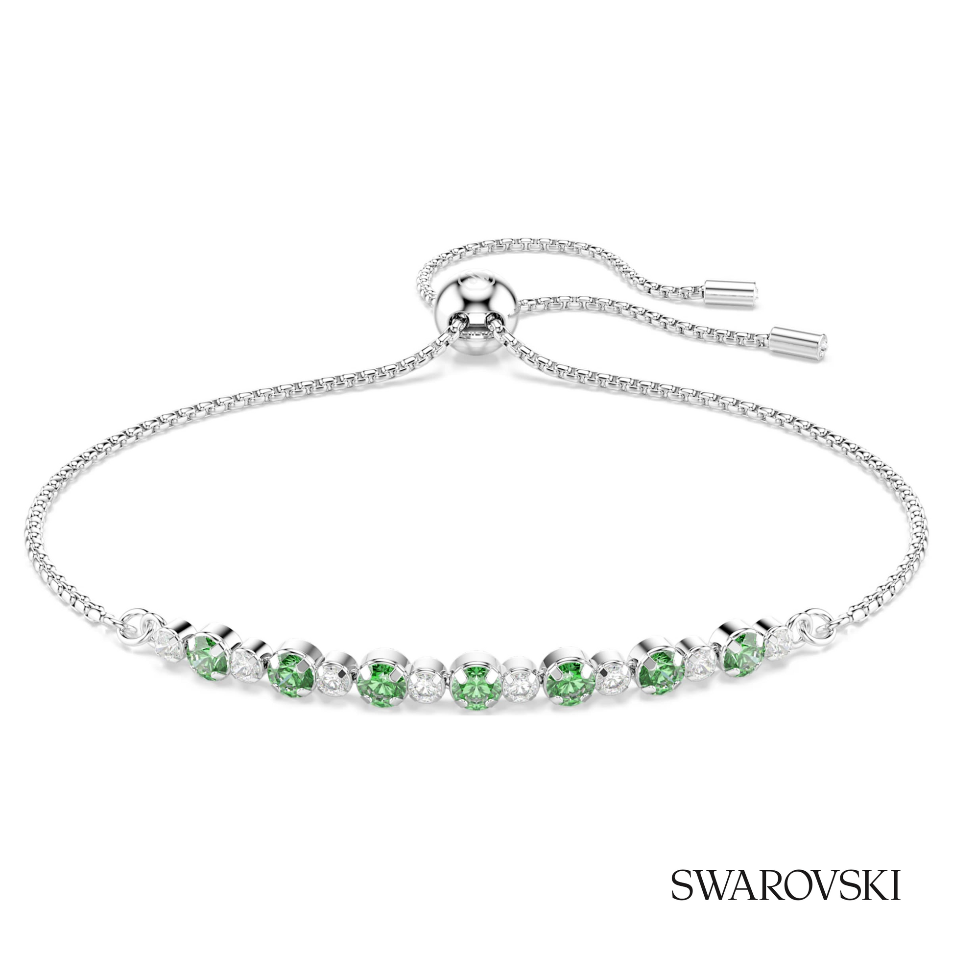 Swarovski Matrix bracelet, Round cut, Green, Rhodium plated – item 5758987