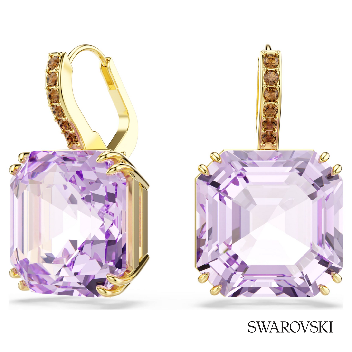 Swarovski Millenia drop earrings, Square cut, Purple, 18K – item 5759990 image 5
