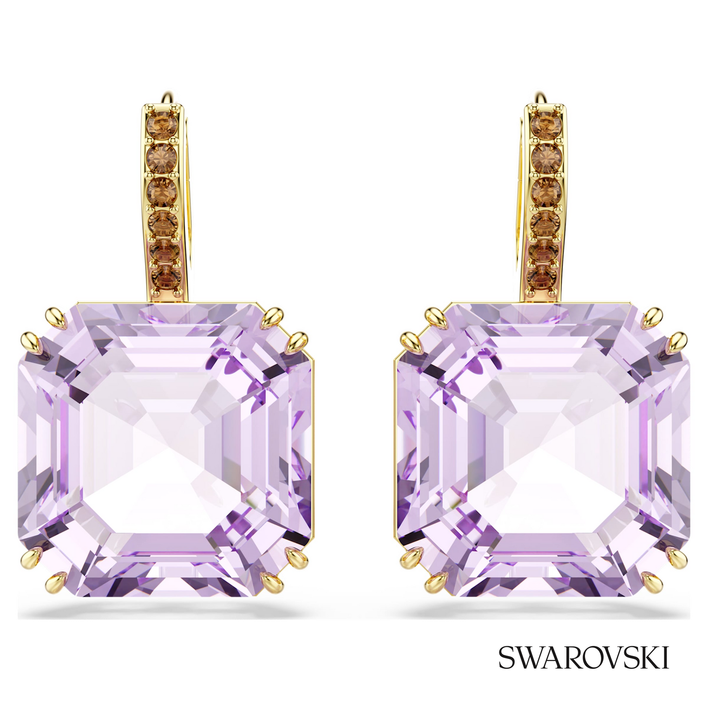 Swarovski Millenia drop earrings, Square cut, Purple, 18K – item 5759990 image 2