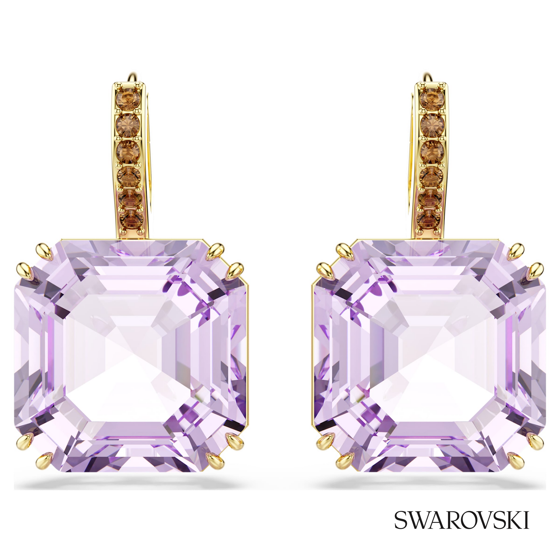 Swarovski Millenia drop earrings, Square cut, Purple, 18K – item 5759990 image 2