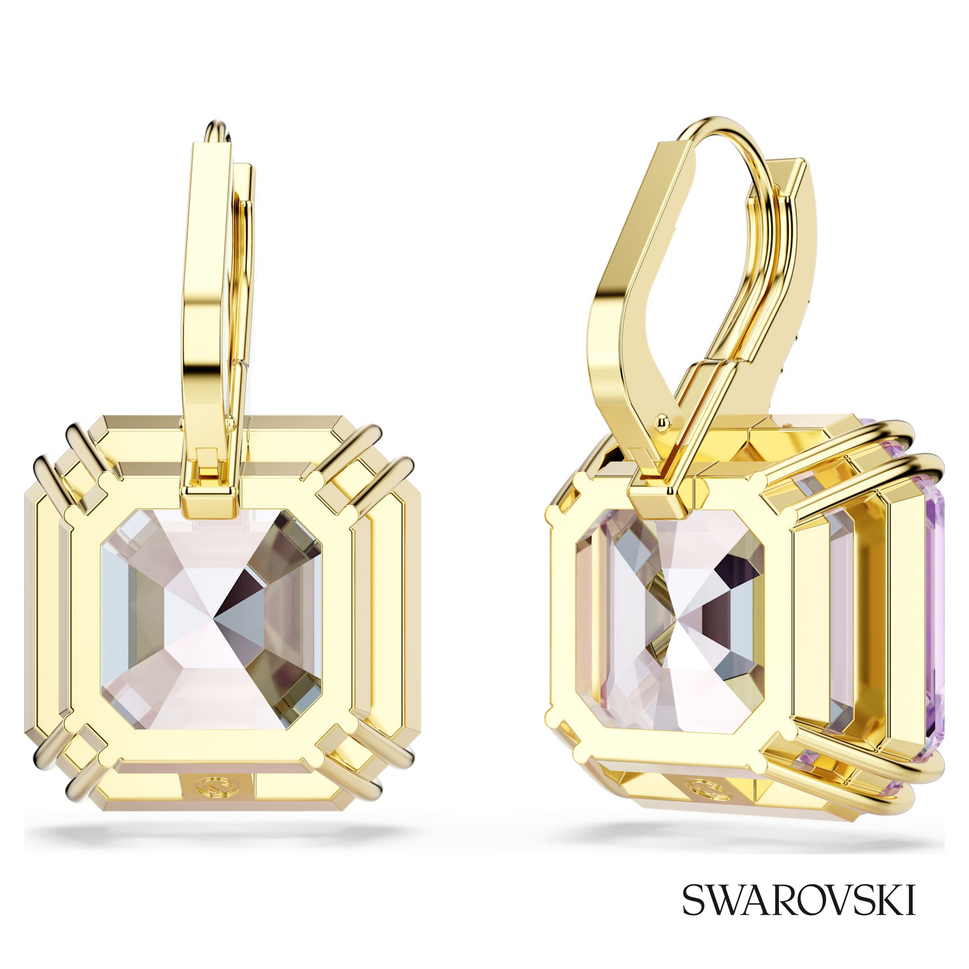 Swarovski Millenia drop earrings, Square cut, Purple, 18K – item 5759990 image 4