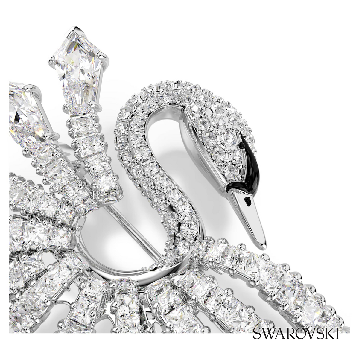 Vienna brooch, Mixed cuts, Swan, White, Rhodium plated – item 5760065 – view 2