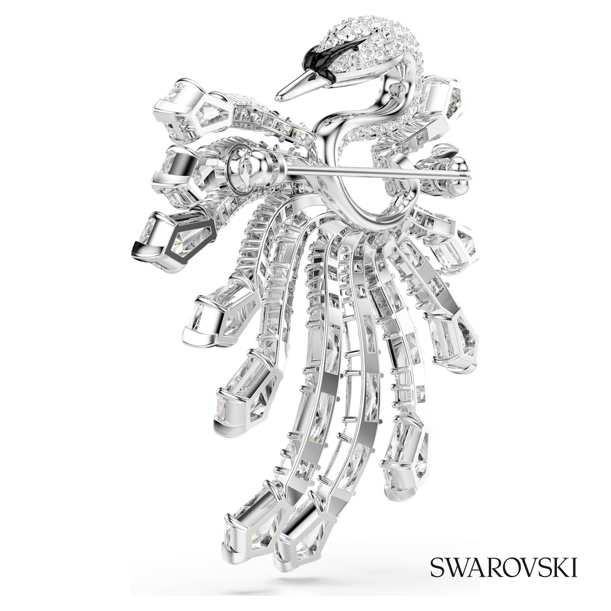 Vienna brooch, Mixed cuts, Swan, White, Rhodium plated – item 5760065 – view 4