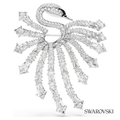 Vienna brooch, Mixed cuts, Swan, White, Rhodium plated – item 5760065
