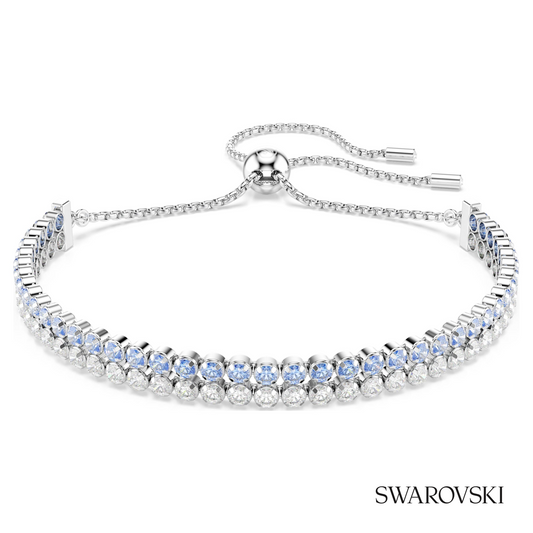 Matrix bracelet, Round cut, Blue, Rhodium plated – item 5760151