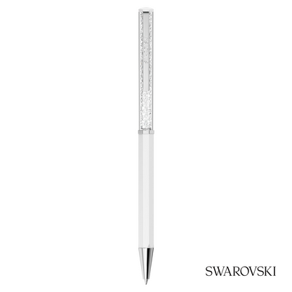 Swarovski Crystalline Ballpoint Pen, White Lacquered, Crystals / Chrome Plated / Lacquered
